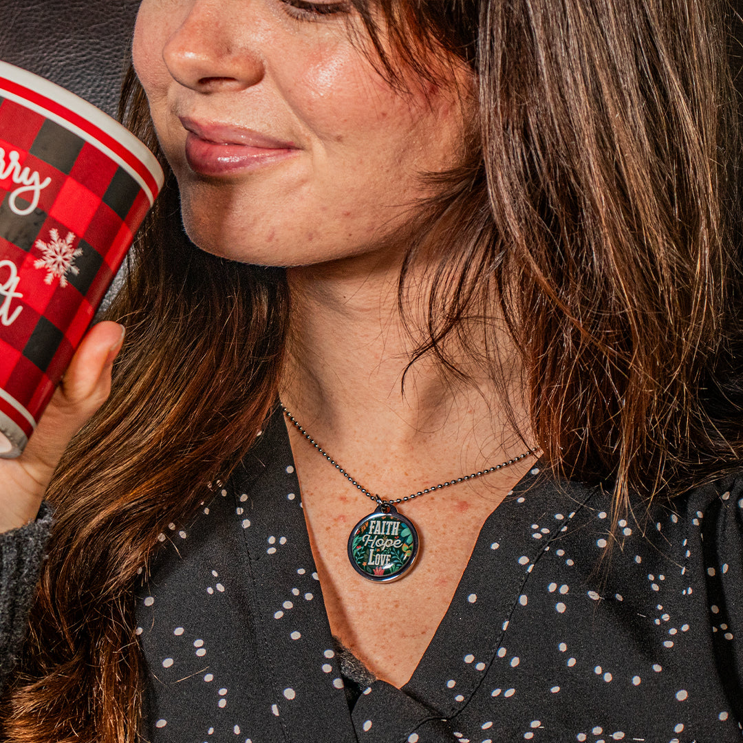 Faith Hope Love Daily Bible Verse Necklace