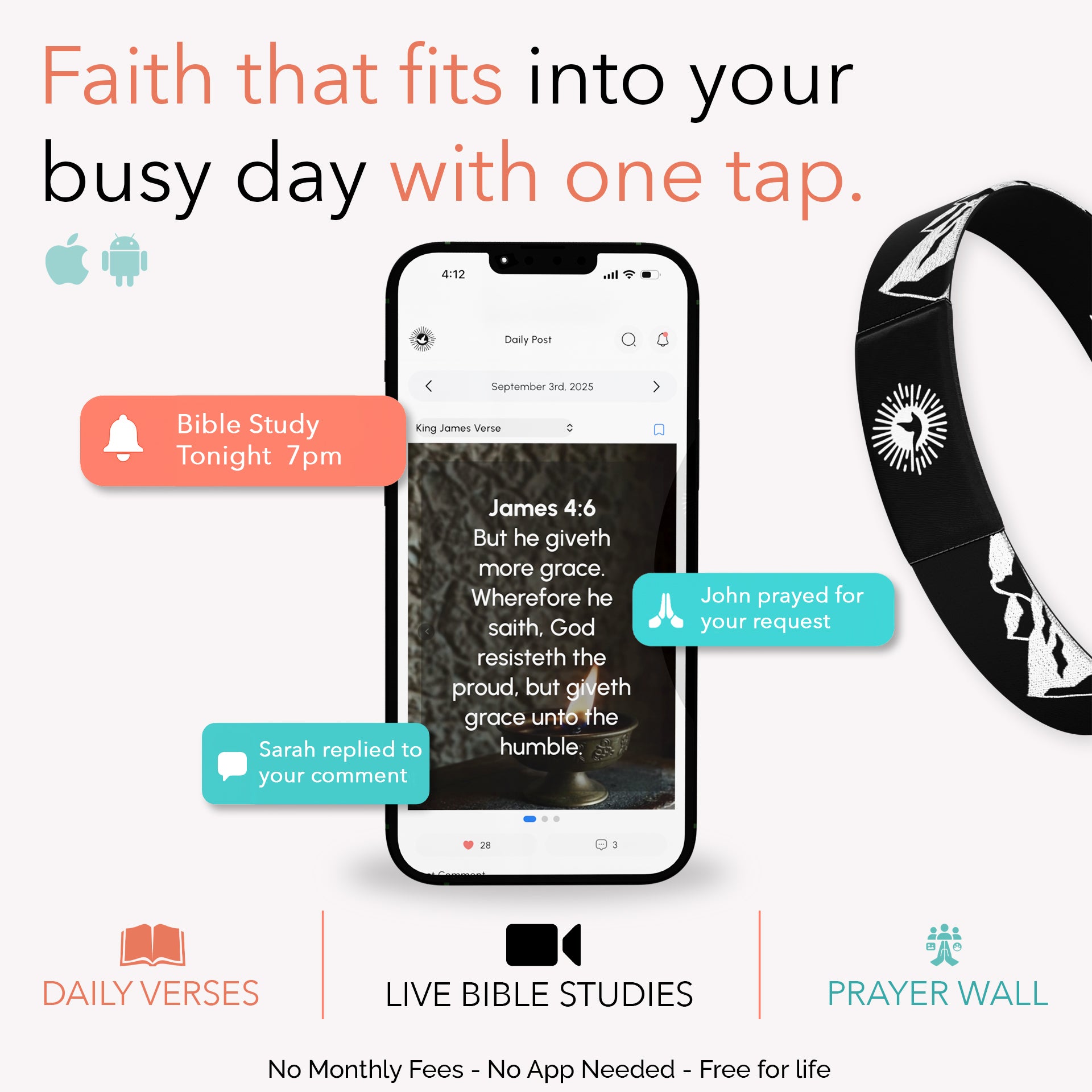 Glow in the Dark God's Greater than the Highs and Lows Bible Verse Bracelet